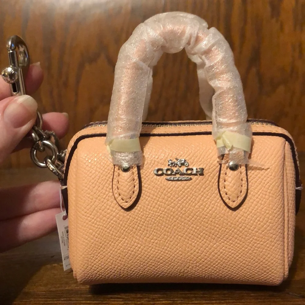NWT-Coach-Mini Rowan Satchel Bag Charm/Keychain-Light Blush/Silver-$138 - Picture 1 of 12